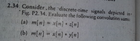 Solved 2.34 Consider the discrete-time signals depicted in | Chegg.com