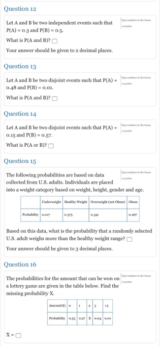 Solved Question 12 Let A And B Be Two Independent Events | Chegg.com