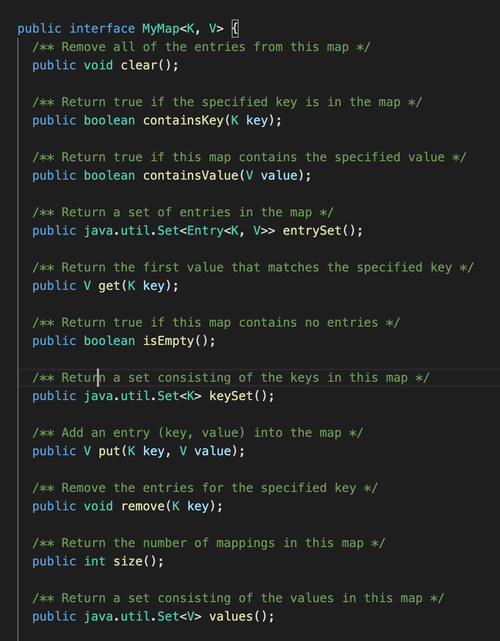 Solved In the text you will find a custom Map interface to | Chegg.com