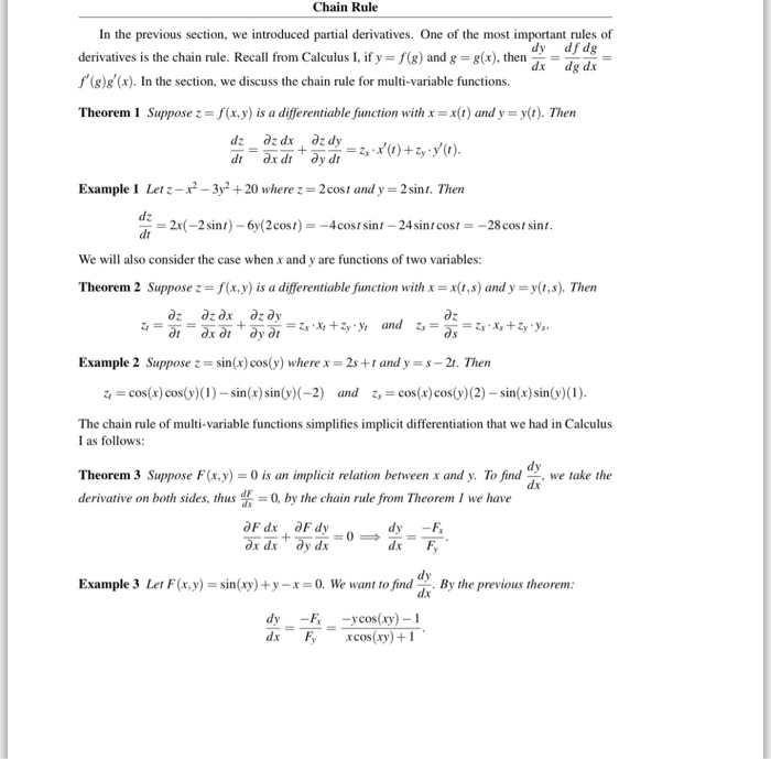 Solved Chain Rule In the previous section, we introduced | Chegg.com