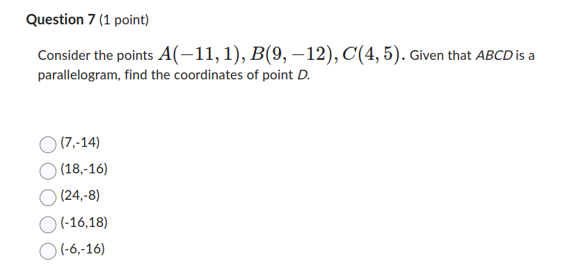 Solved Consider The Points A(−11,1),B(9,−12),C(4,5). Given | Chegg.com