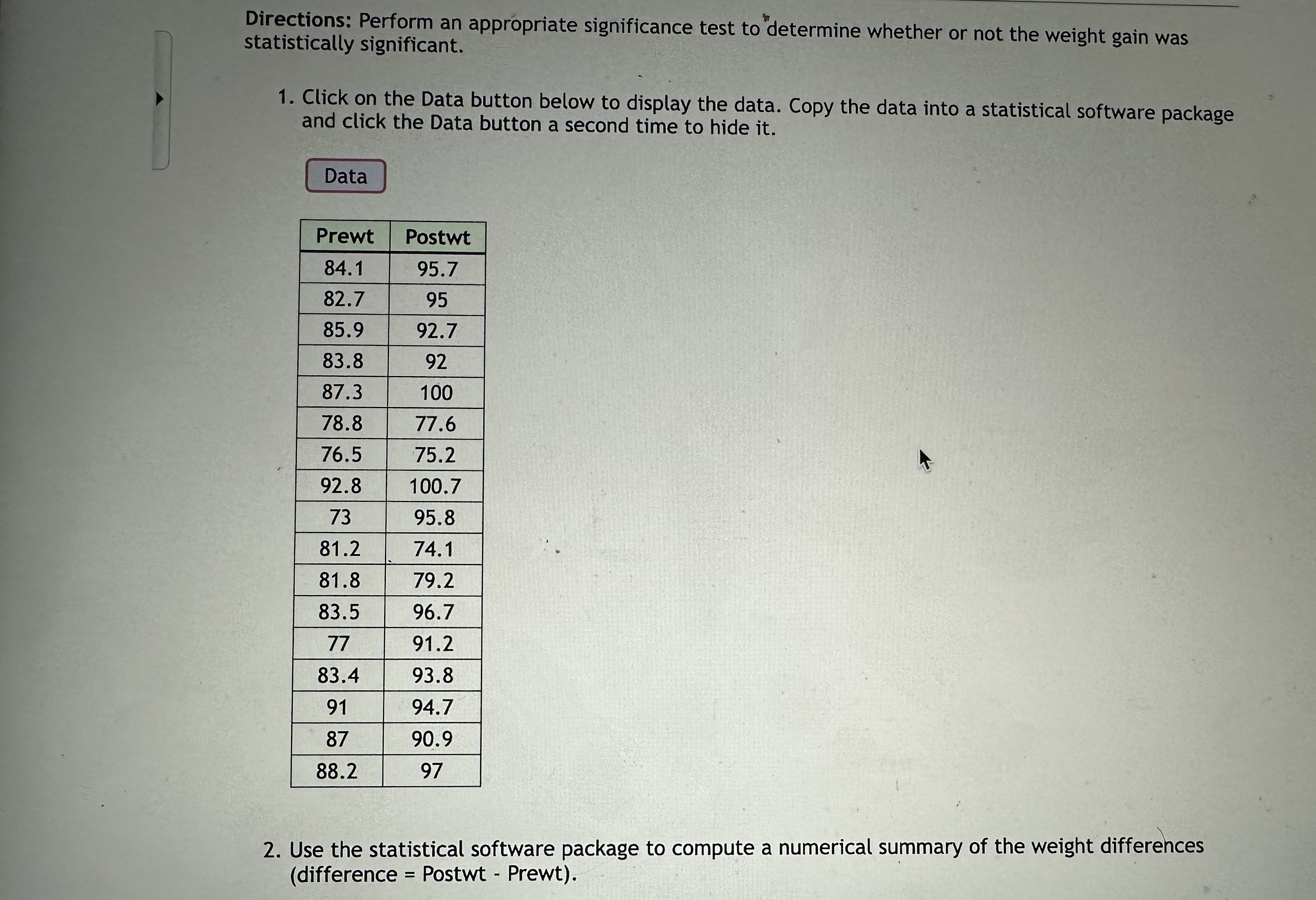 Solved Directions: Perform an appropriate significance test | Chegg.com