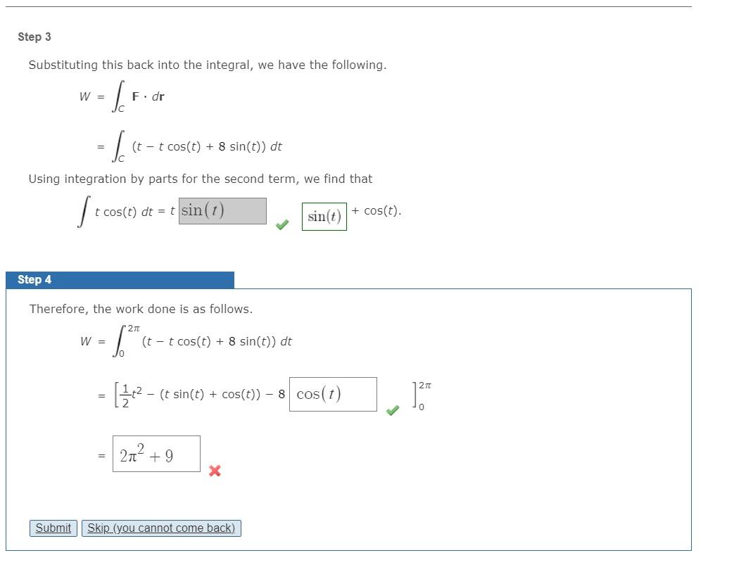 Solved Step 3 Substituting this back into the integral, we | Chegg.com