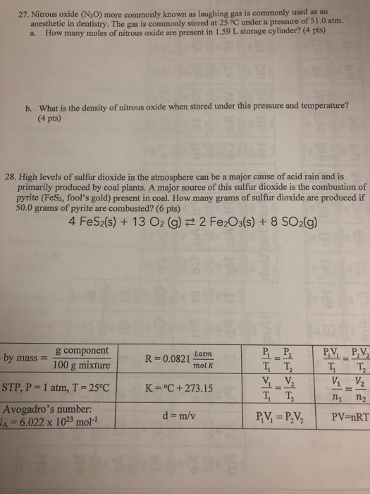 Solved 27. Nitrous oxide (N20) more commonly known as | Chegg.com