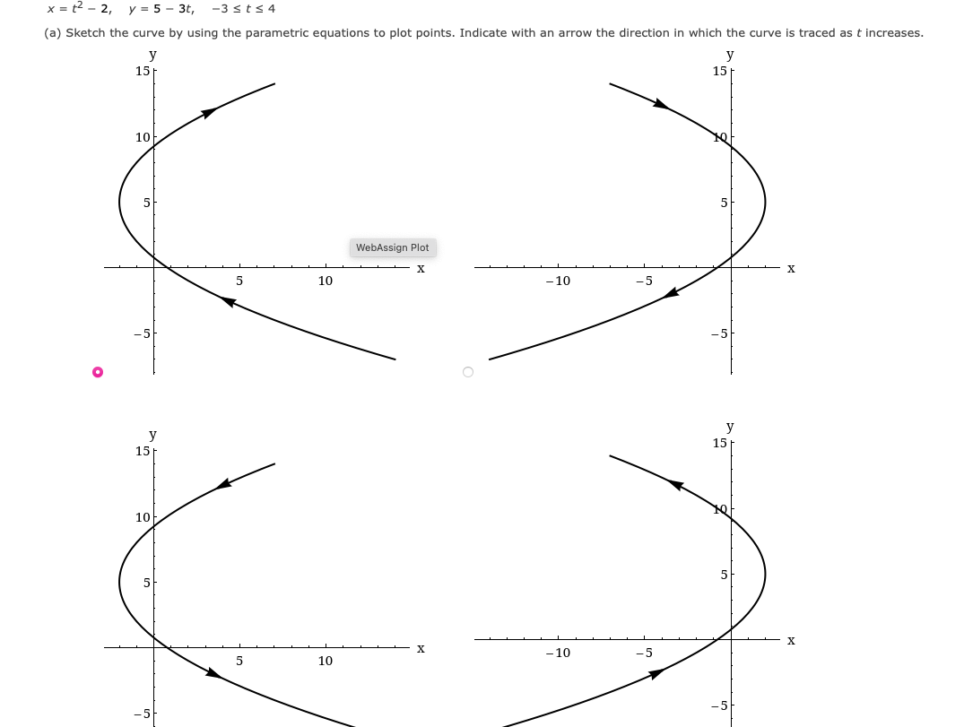 Solved Consider the parametric equations below. | Chegg.com