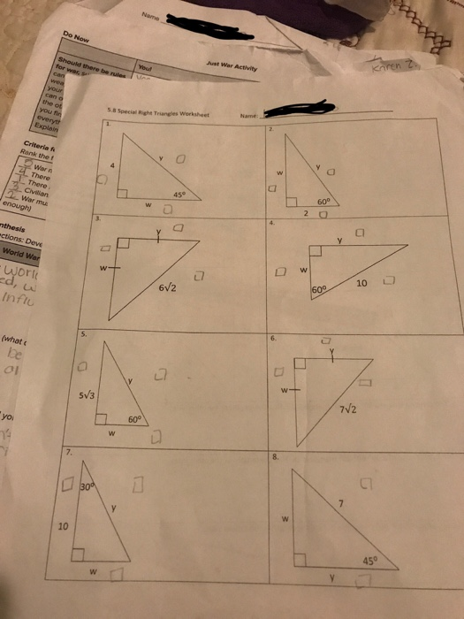 special-right-triangle-worksheet