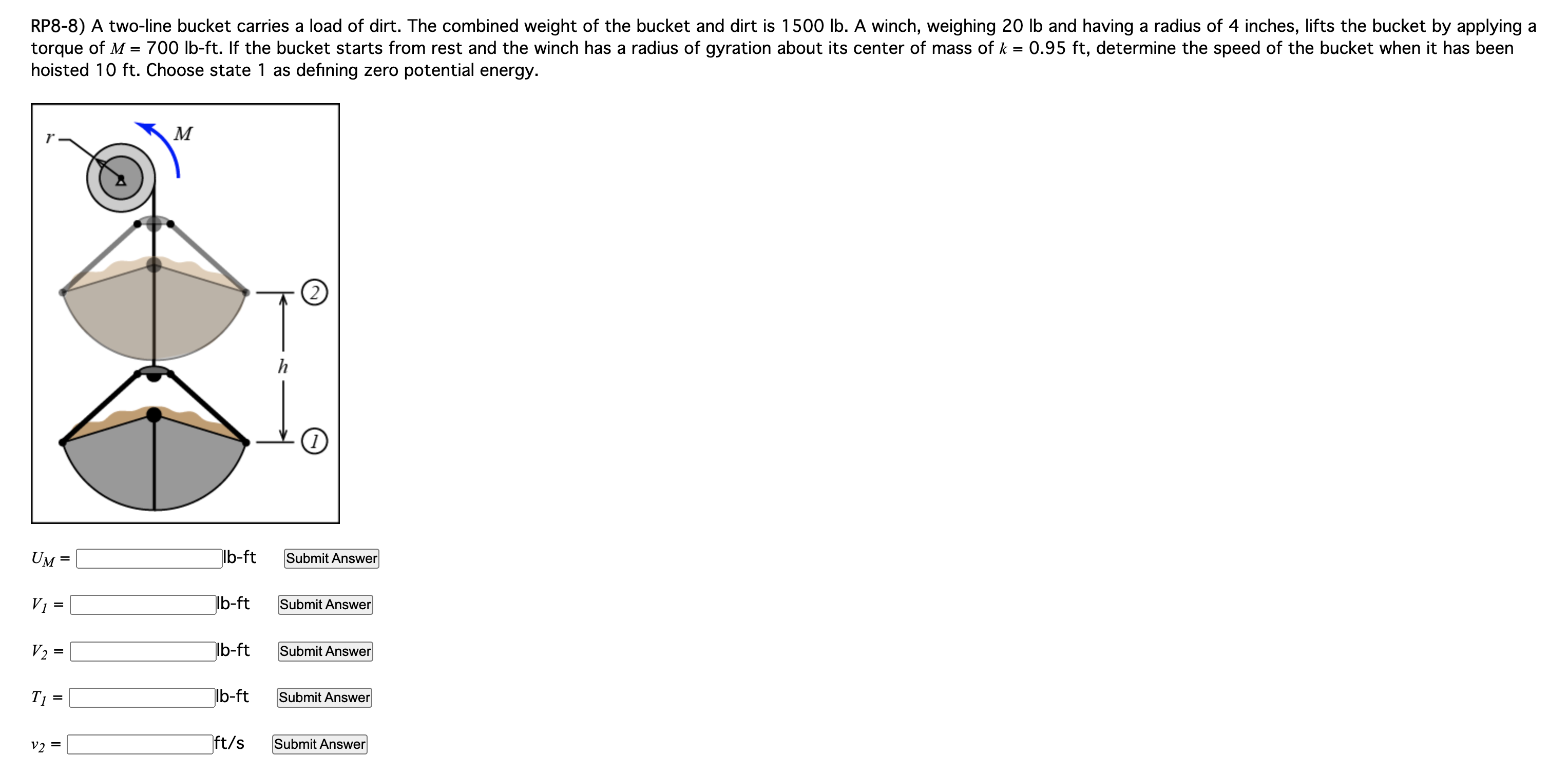 Solved hoisted 10ft. Choose state 1 as defining zero