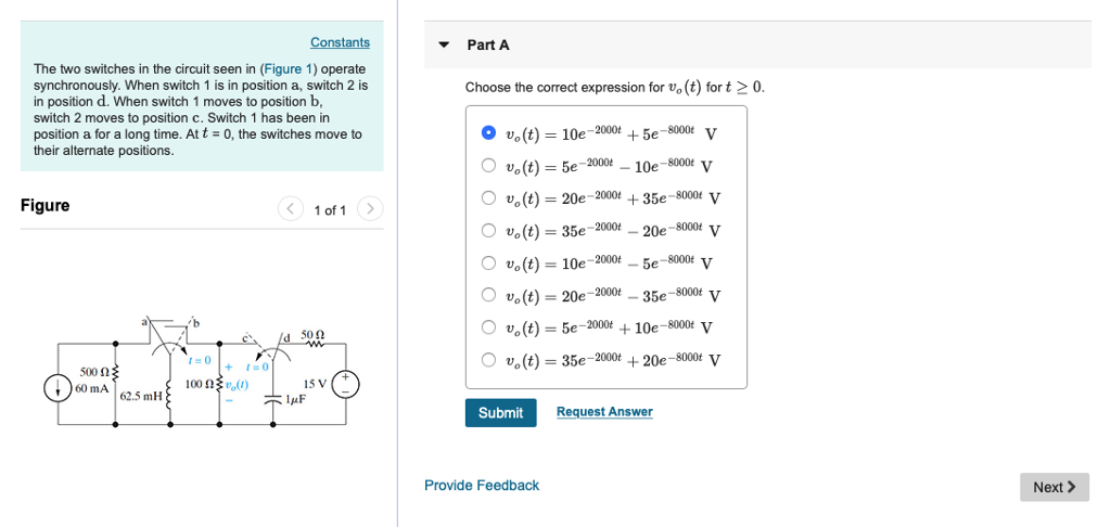 Solved Part A The Two Switches In The Circuit Seen In | Chegg.com