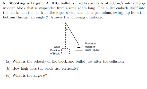 Solved 5. Shooting a target A 10.0 g bullet is fired | Chegg.com