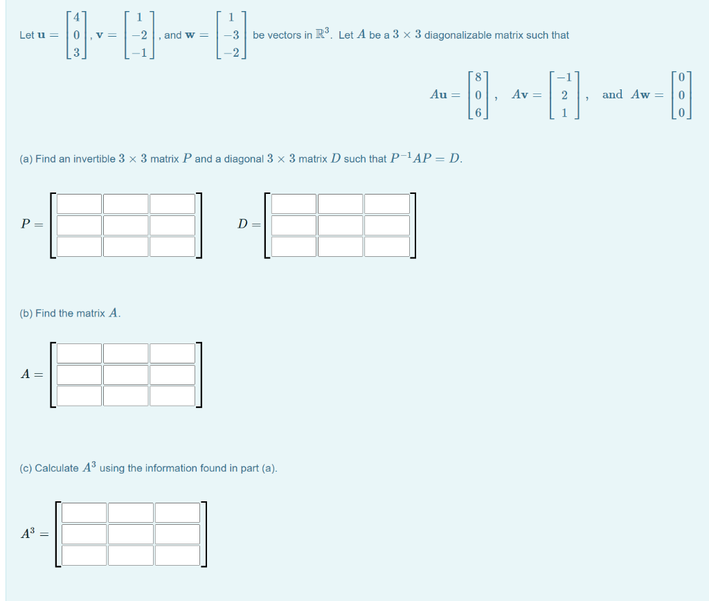 Solved 1 1 Let u = 0 V = -2 and w= -3 be vectors in R3. Let | Chegg.com