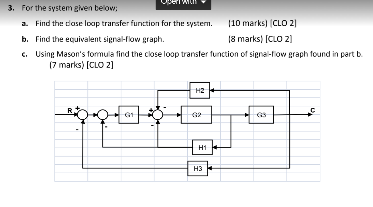 Solved a. Open With 3. For the system given below; Find the | Chegg.com
