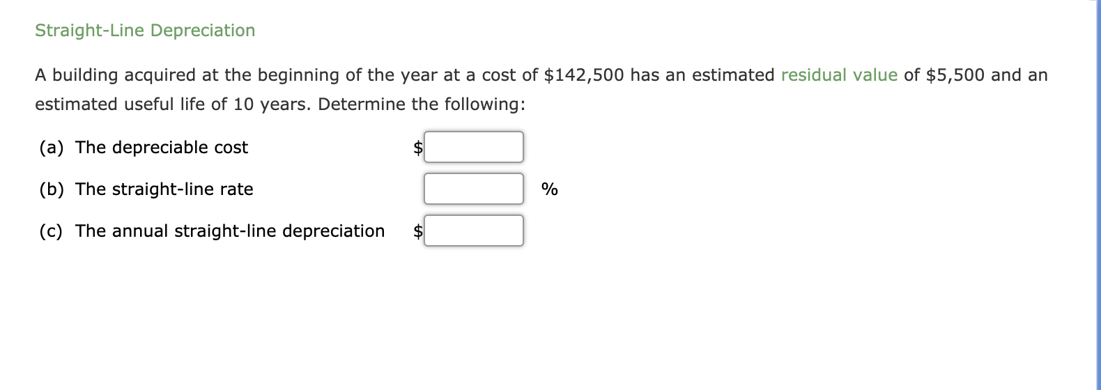 Solved StraightLine Depreciation A building acquired at the