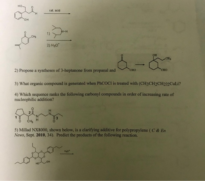 Solved 0 cat. acid он 0 2) H3O CHO 2) Propose a syntheses of | Chegg.com