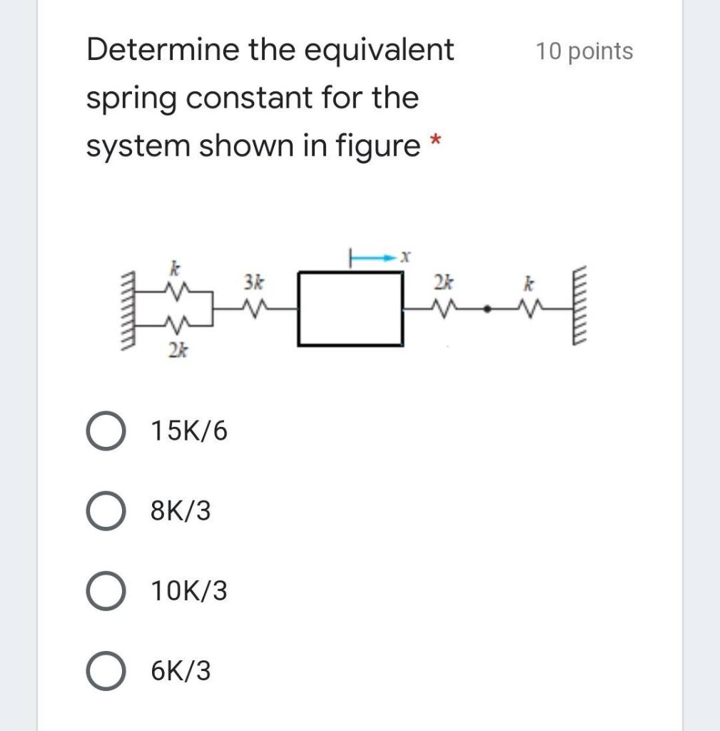 Solved 10 Points Determine The Equivalent Spring Constant | Chegg.com