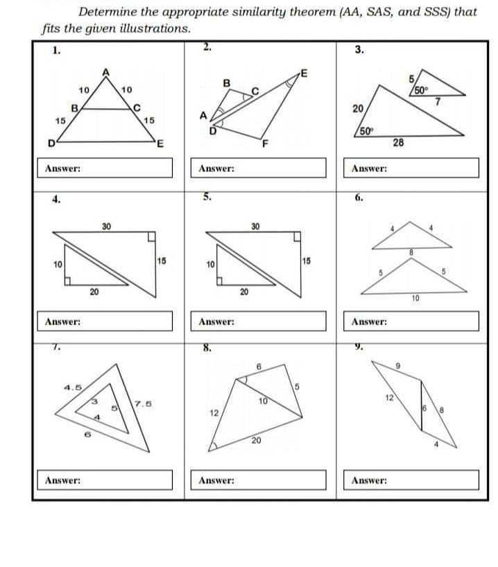 Solved Determine the appropriate similarity theorem (AA, | Chegg.com