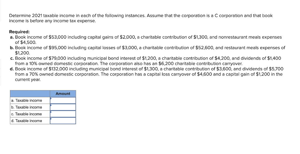 Solved Determine 2021 Taxable Income In Each Of The | Chegg.com