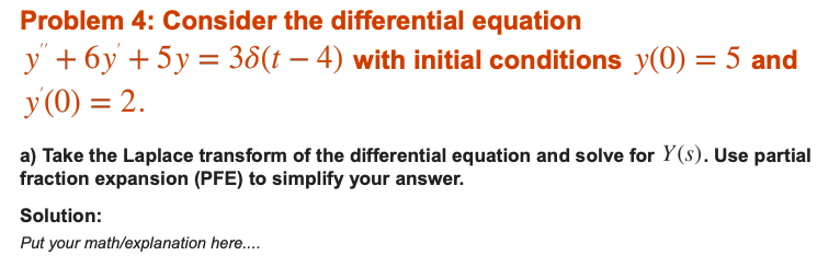 Solved Problem 4: Consider the differential equation | Chegg.com