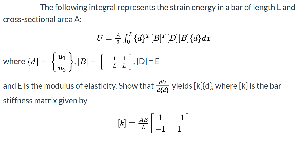 Solved The following integral represents the strain energy