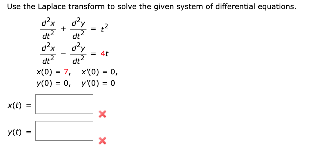 Solved Use the Laplace transform to solve the given system | Chegg.com
