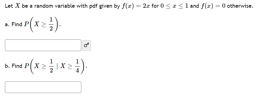 Solved Let X be a random variable with pdf given by f(x)=2x | Chegg.com