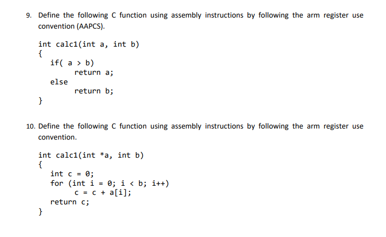 Solved 9. Define the following C function using assembly | Chegg.com