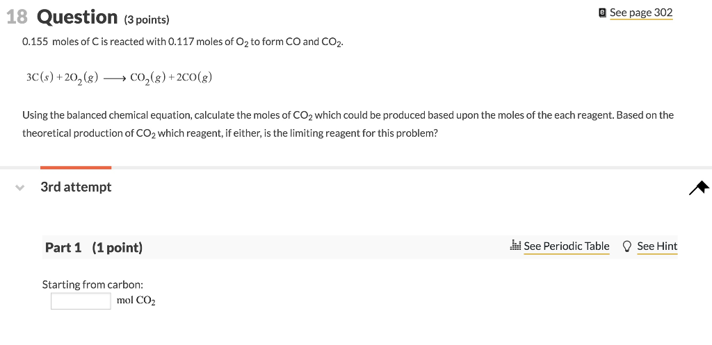 Solved See Page 302 18 Question 3 Points 0 155 Moles Of