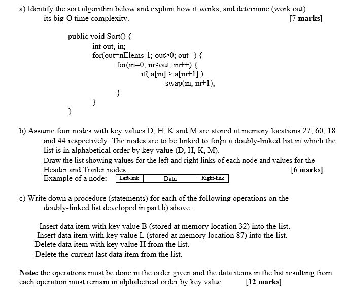 Solved A) Identify The Sort Algorithm Below And Explain How | Chegg.com