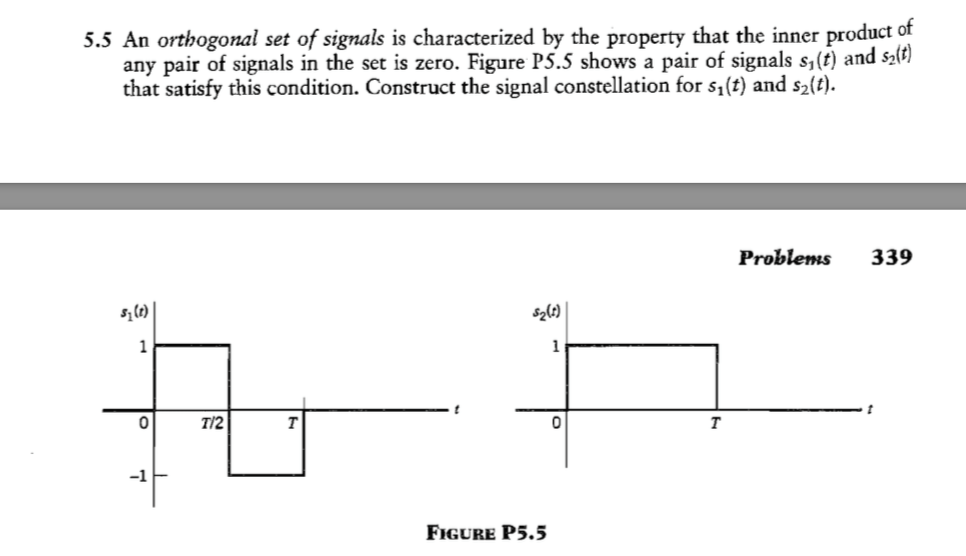 Solved of 5.5 An orthogonal set of signals is characterized