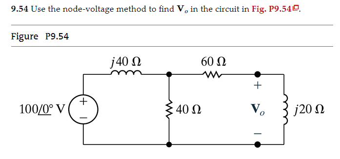 Solved 9.54 ﻿Use the node-voltage method to find Vo ﻿in the | Chegg.com