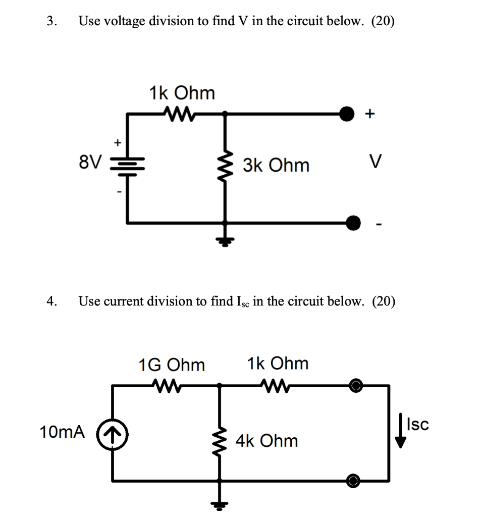 Solved 3. Use voltage division to find V in the circuit | Chegg.com