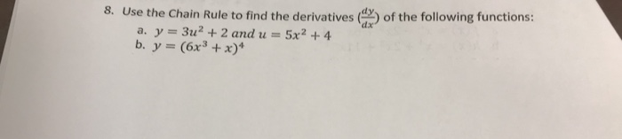 Solved 8. Use the Chain Rule to find the derivativesof the | Chegg.com