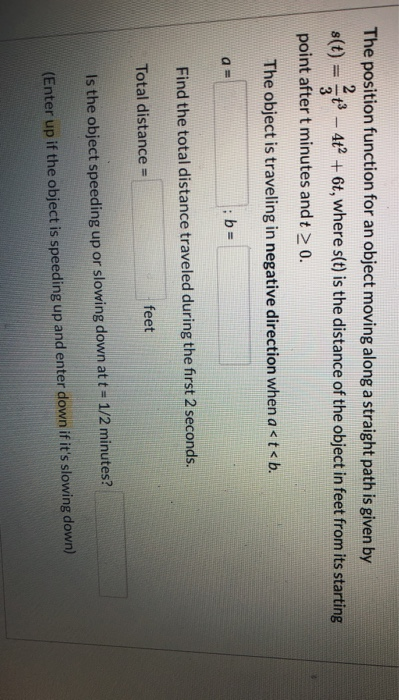 Solved The position function for an object moving along a | Chegg.com