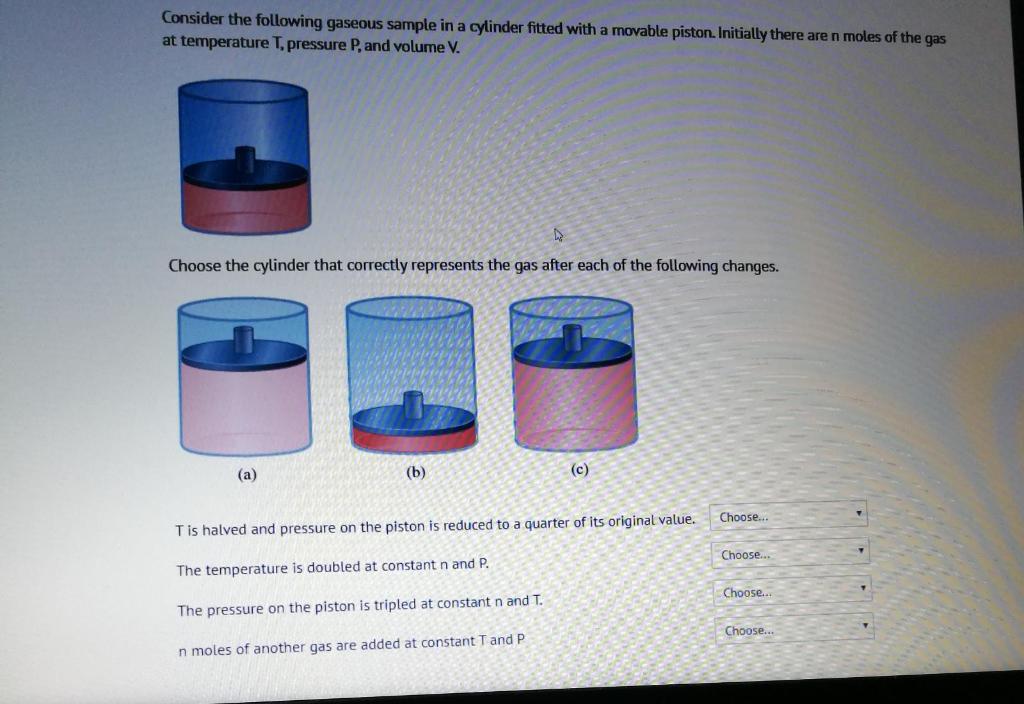 Solved Consider the following gaseous sample in a cylinder