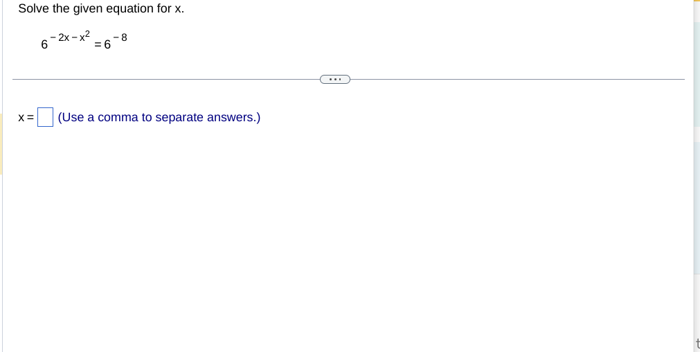 solved-solve-the-given-equation-for-x-6-2x-x2-6-8-x-use-a-chegg