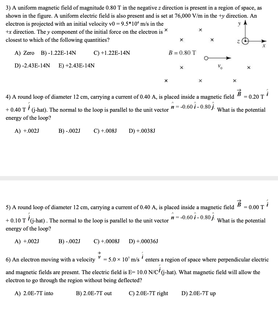 Solved 3) A uniform magnetic field of magnitude 0.80 T in | Chegg.com