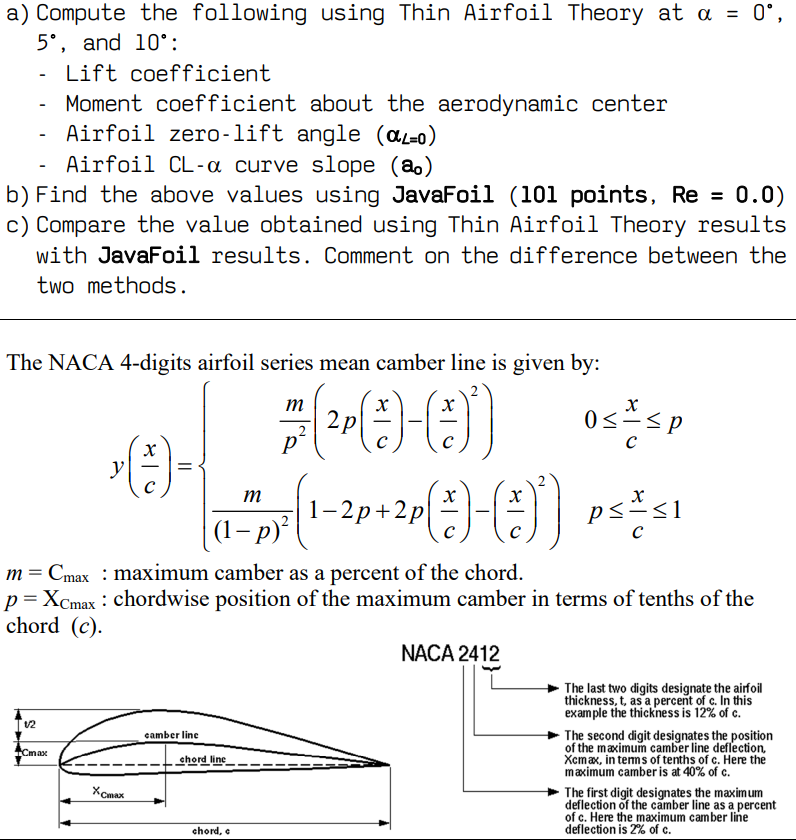 Solved A) Compute The Following Using Thin Airfoil Theory At | Chegg.com