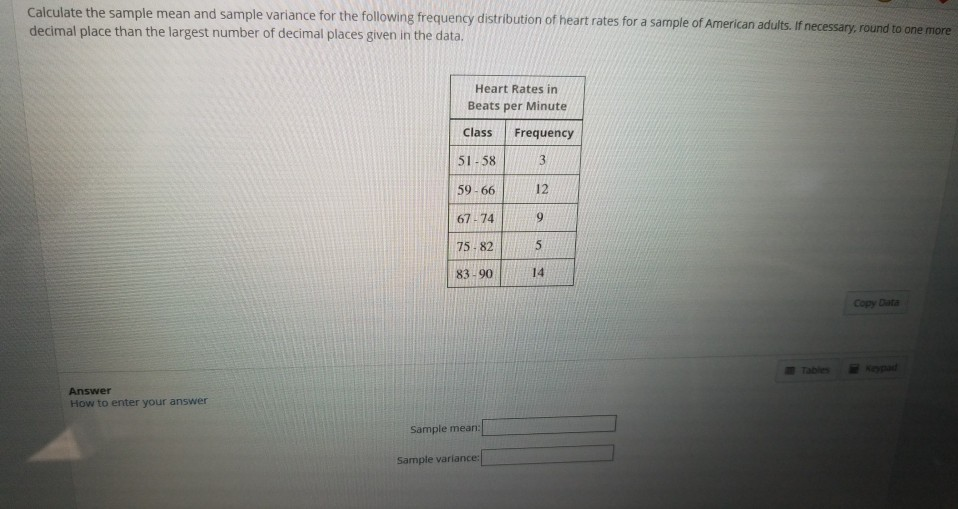 Solved Calculate the sample mean and sample variance for the | Chegg.com