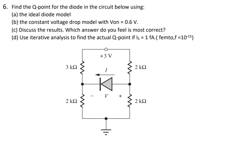 Solved Find the Q-point for the diode in the circuit below | Chegg.com