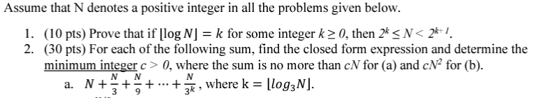 Solved Assume that N denotes a positive integer in all the | Chegg.com