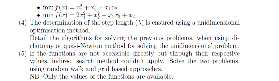 Solved (3) Solve the two following problems using steepest | Chegg.com