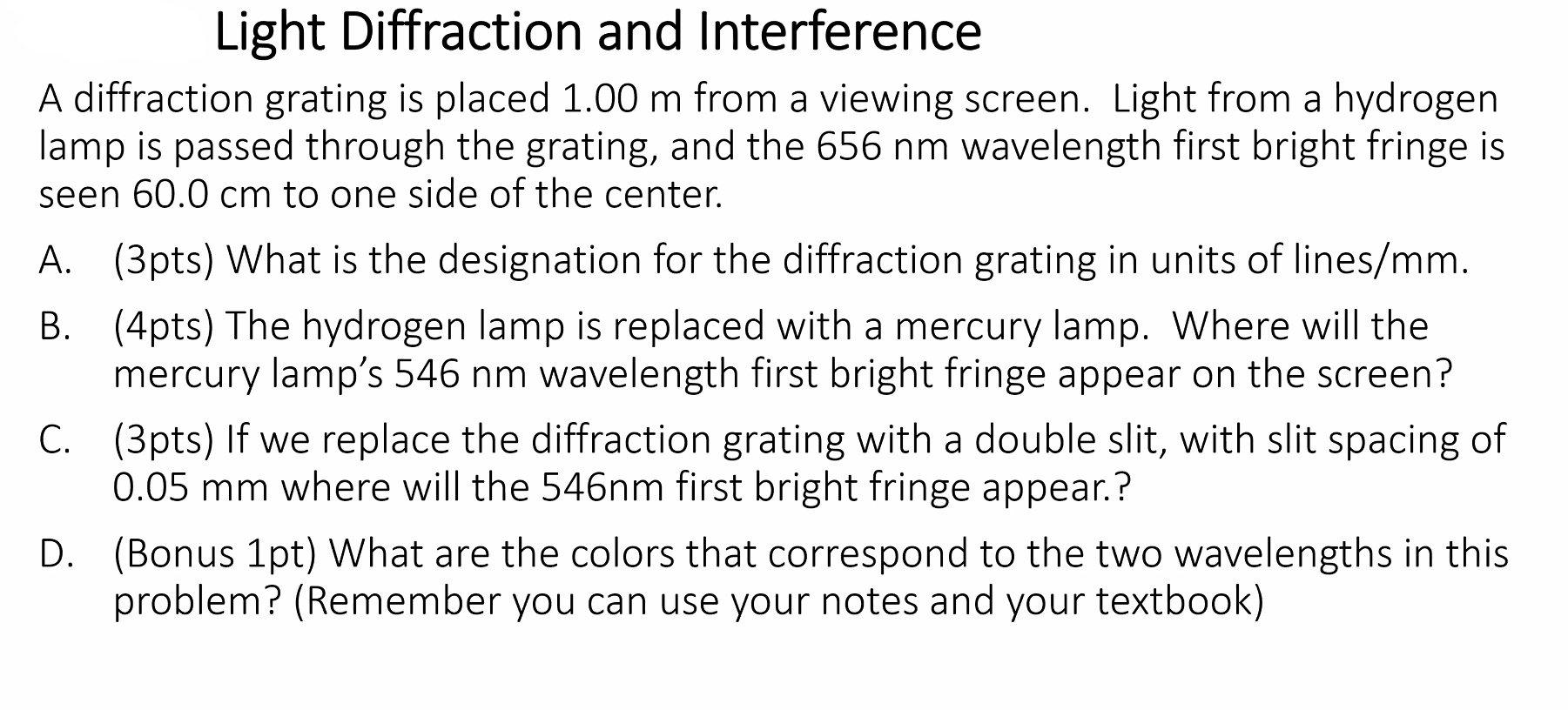 Solved Light Diffraction and Interference A diffraction | Chegg.com