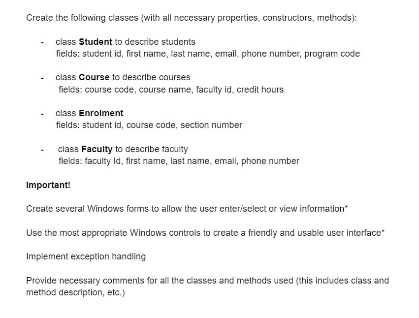 Solved Create the following classes (with all necessary | Chegg.com
