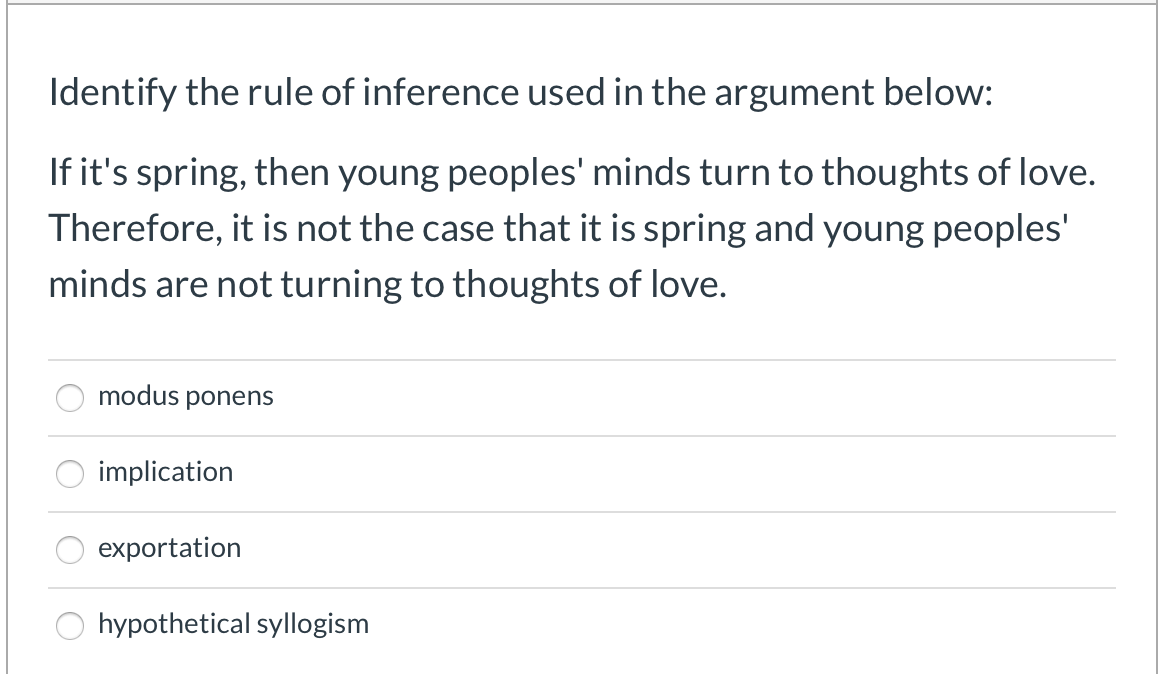 Solved Identify the rule of inference used in the argument | Chegg.com