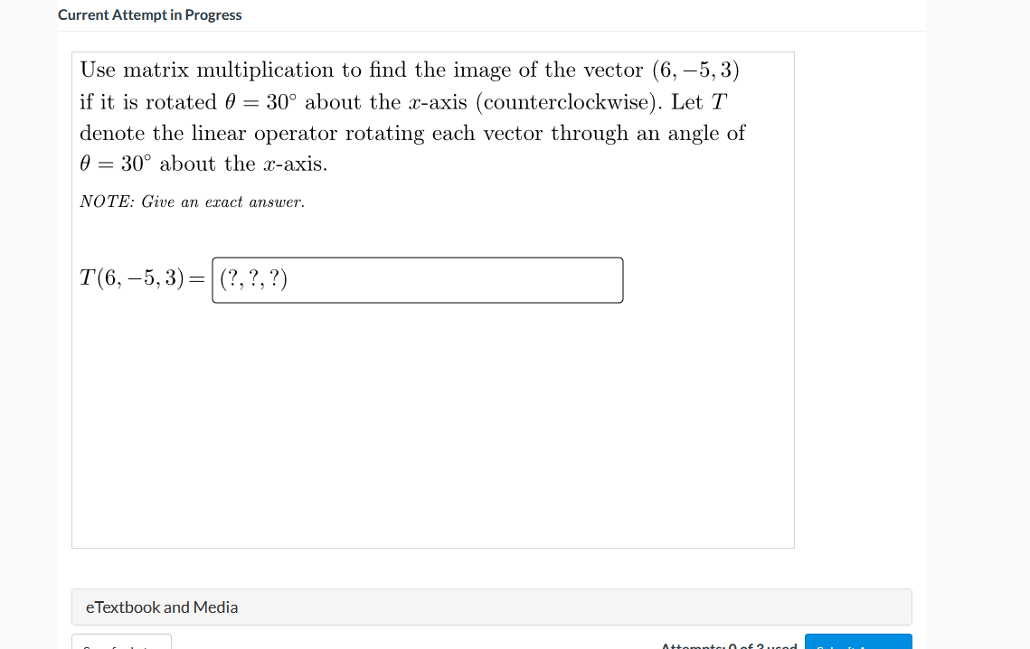 Solved Current Attempt in Progress Use matrix multiplication | Chegg.com