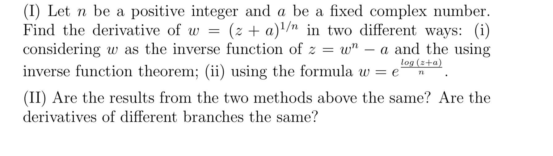 Solved (I) Let N Be A Positive Integer And A Be A Fixed | Chegg.com