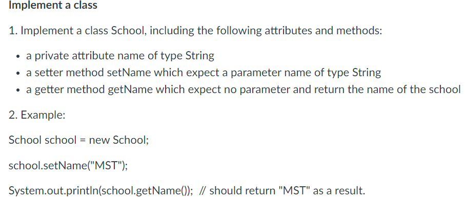 Solved Implement a class 1. Implement a class School, | Chegg.com