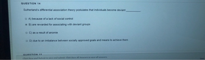 Solved QUESTION 14 Sutherland's differential association | Chegg.com