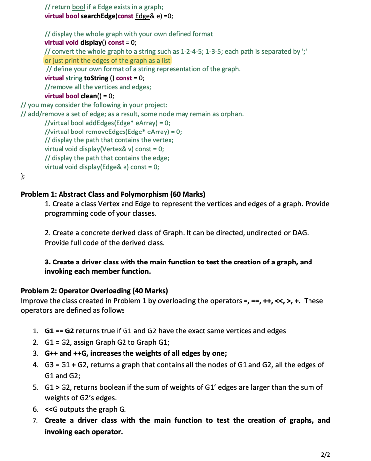 Solved Problem statement A Graph is formally define as | Chegg.com