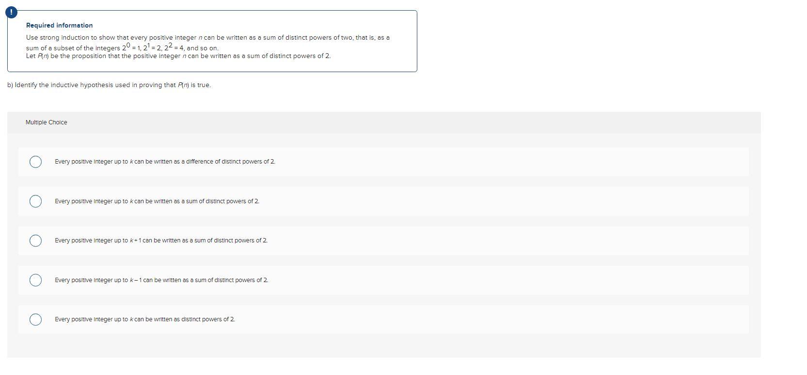 Solved Required information Use strong induction to show | Chegg.com ...