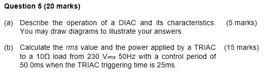 Solved Question 5 (20 marks) (a) Describe the operation of a | Chegg.com